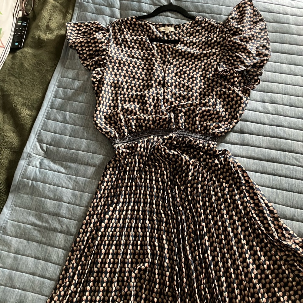 Max Studio Navy and Pink Patterned Dress